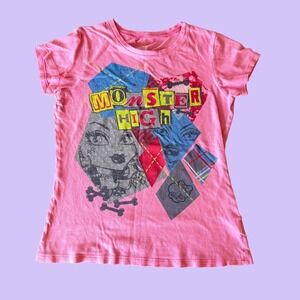 Y2K Monster High Pink Baby Tee Frankie Stein Short Sleeve Shirt Scene #17
